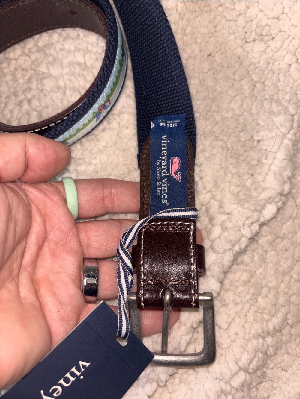 Vineyard Vines NWT Pond Hockey Canvas Club Belt Crystal Blue Size 36 - Picture 4 of 5